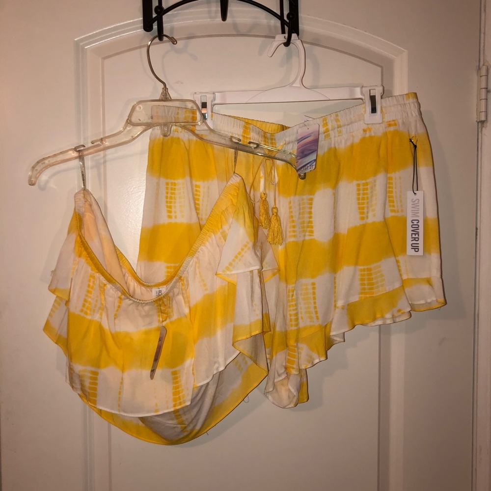 Forever 21 plus size tie dye beach cover up top and shorts set